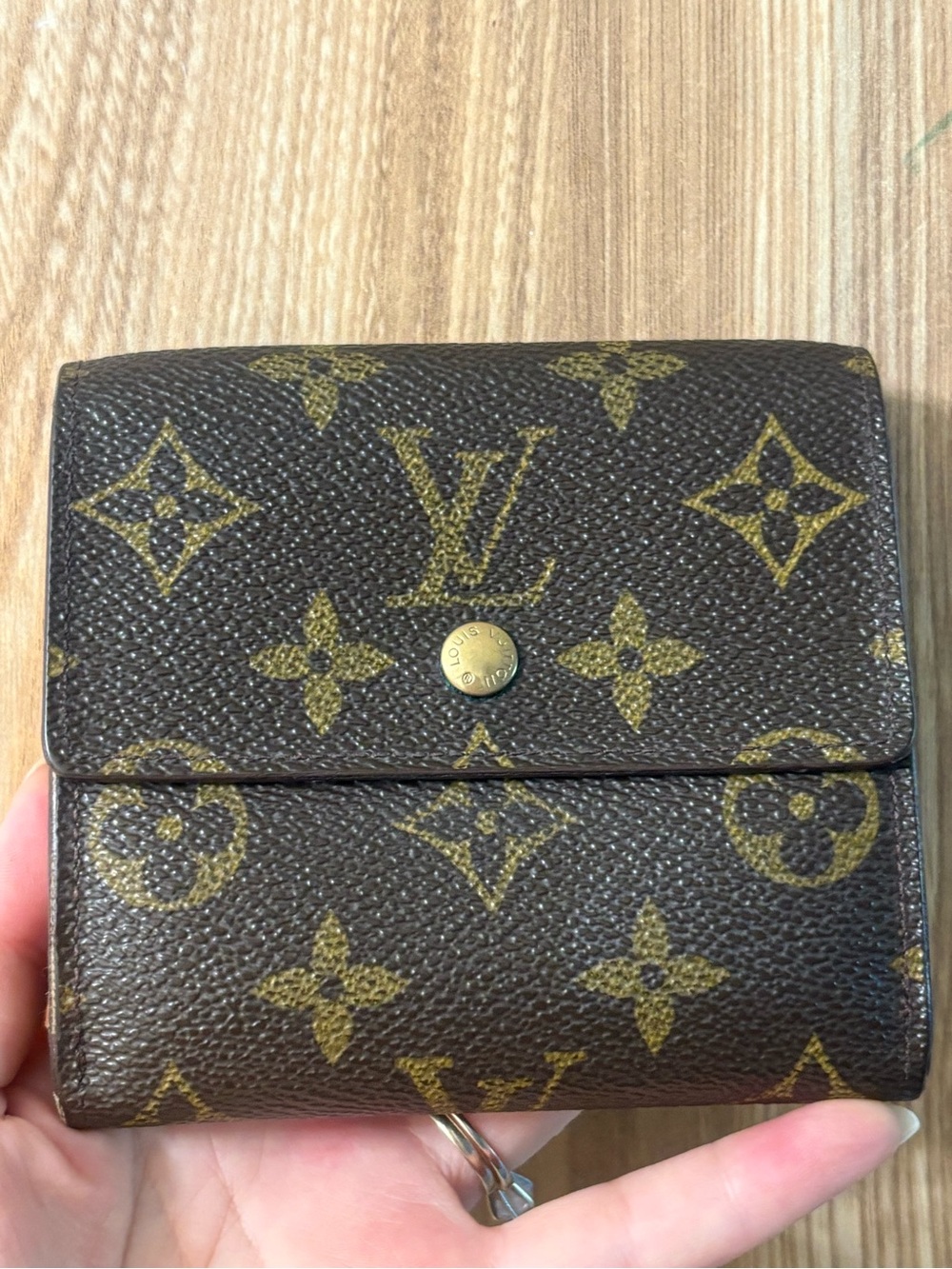 Authentic Louis Vuitton Monogram Leather Snap Compact Elise Wallet
